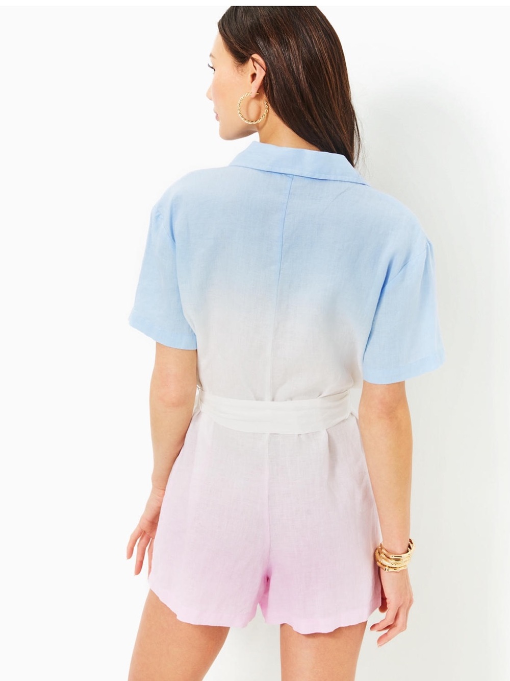 Lilly Pulitzer Pastel Ombre Short Sleeve Romper with Tie Waist size 10 EUC - Picture 3 of 7